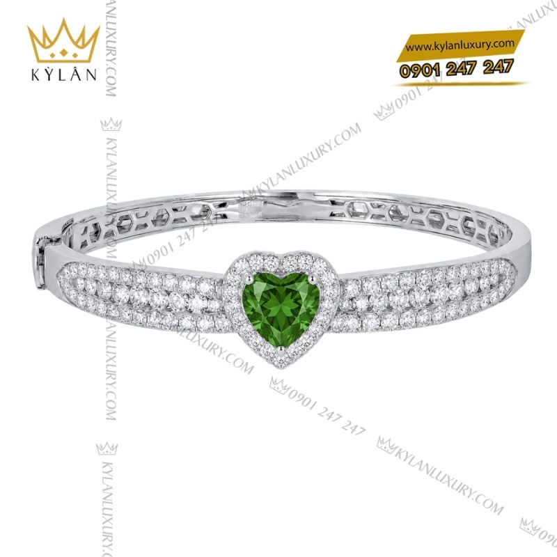 Bộ trang sức vàng trắng Au750 đính sapphire xanh hình trái tim