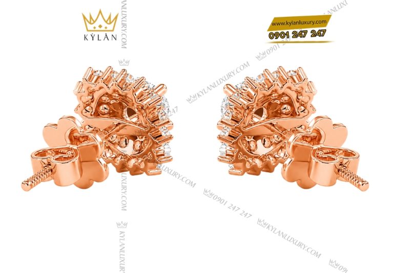 Bông tai vàng hồng Au750 đính kim cương