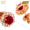Bông tai vàng hồng Au750 đính sapphire đỏ