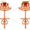 Bông tai vàng hồng Au750 đính sapphire đỏ