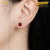 Bông tai vàng hồng Au750 đính sapphire đỏ