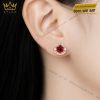 Bông tai vàng hồng Au750 đính sapphire đỏ