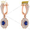 Bông tai vàng hồng Au750 đính sapphire xanh