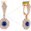 Bông tai vàng hồng Au750 đính sapphire xanh