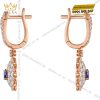 Bông tai vàng hồng Au750 đính sapphire xanh