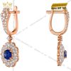 Bông tai vàng hồng Au750 đính sapphire xanh