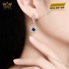 Bông tai vàng hồng Au750 đính sapphire xanh