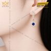 Bông tai vàng hồng Au750 đính sapphire xanh