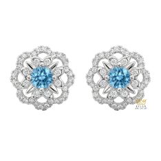 Bông tai vàng trắng Au750 đính đá Topaz