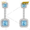 Bông tai vàng trắng Au750 đính đá Topaz