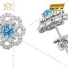 Bông tai vàng trắng Au750 đính đá Topaz