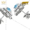 Bông tai vàng trắng Au750 đính đá Topaz