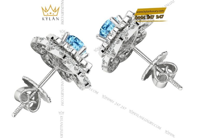 Bông tai vàng trắng Au750 đính đá Topaz