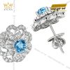 Bông tai vàng trắng Au750 đính đá Topaz