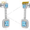 Bông tai vàng trắng Au750 đính đá Topaz