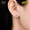 Bông tai vàng trắng Au750 đính đá Topaz