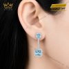 Bông tai vàng trắng Au750 đính đá Topaz