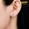 Bông tai vàng trắng Au750 đính đá Topaz