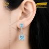 Bông tai vàng trắng Au750 đính đá Topaz