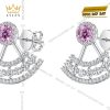 Bông tai vàng trắng Au750 đính kim cương và sapphire hồng