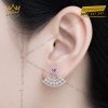 Bông tai vàng trắng Au750 đính kim cương và sapphire hồng