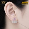 Bông tai vàng trắng Au750 đính kim cương và sapphire hồng