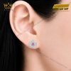 Bông tai vàng trắng Au750 đính kim cương và sapphire hồng