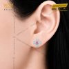 Bông tai vàng trắng Au750 đính kim cương và sapphire hồng