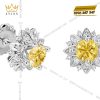 Bông tai vàng trắng Au750 đính kim cương và sapphire vàng