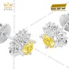 Bông tai vàng trắng Au750 đính kim cương và sapphire vàng