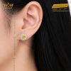 Bông tai vàng trắng Au750 đính kim cương và sapphire vàng