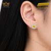 Bông tai vàng trắng Au750 đính kim cương và sapphire vàng
