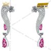 Bông tai vàng trắng Au750 đính sapphire hồng