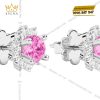 Bông tai vàng trắng Au750 đính sapphire hồng