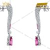 Bông tai vàng trắng Au750 đính sapphire hồng