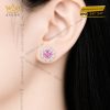 Bông tai vàng trắng Au750 đính sapphire hồng