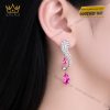 Bông tai vàng trắng Au750 đính sapphire hồng