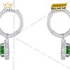 Bông tai vàng trắng Au750 đính sapphire xanh lá