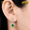 Bông tai vàng trắng Au750 đính sapphire xanh lá