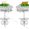 Bông tai vàng trắng Au750 đính sapphire xanh lá