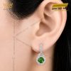 Bông tai vàng trắng Au750 đính sapphire xanh lá