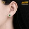 Bông tai vàng trắng Au750 đính sapphire xanh lá