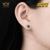 Bông tai vàng trắng Au750 đính sapphire xanh lá