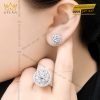 Bông tai vàng trắng Au750 đính viên chủ 6ly3