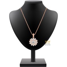 Dây chuyền vàng hồng Au750 đính kim cương
