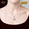 Dây chuyền vàng hồng Au750 đính kim cương