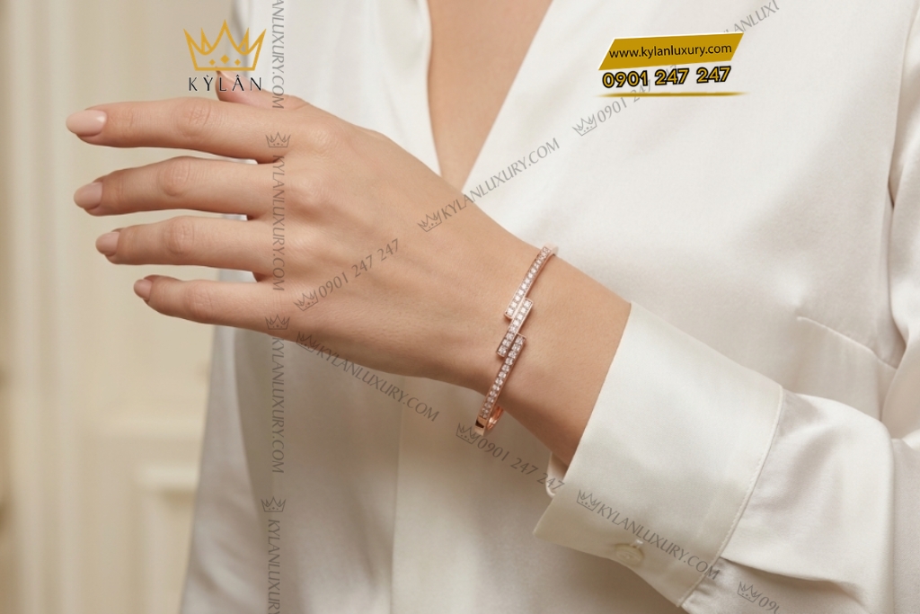 Kỳ Lân Luxury Day chuyen vang hong Au750 dinh kim cuong 8 1 Vòng tay vàng hồng Au750 đính kim cương