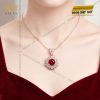 Dây chuyền vàng hồng Au750 đính sapphire đỏ
