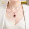 Dây chuyền vàng hồng Au750 đính sapphire đỏ