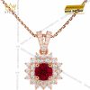 Dây chuyền vàng hồng Au750 đính sapphire đỏ